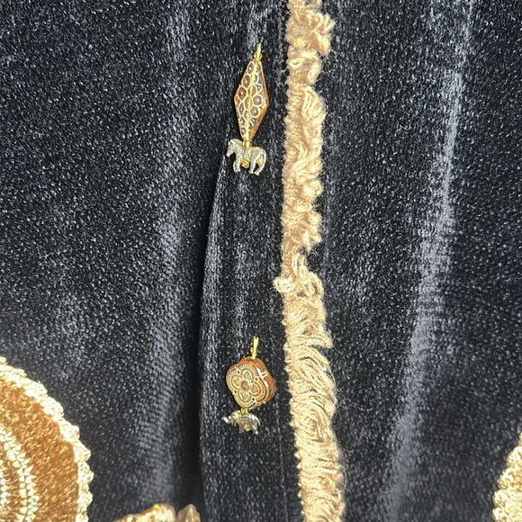 That Sweater Black Velvet Top with Gold Safari Embellishments - Picture 5 of 8